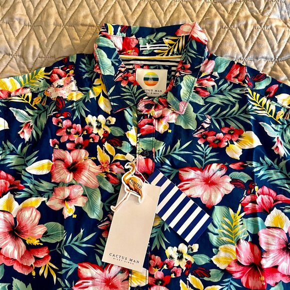 NEW Cactus Man Ricky Singh Flowery Shirt Unisex Rolled up Sleeves SZ L - Picture 9 of 10